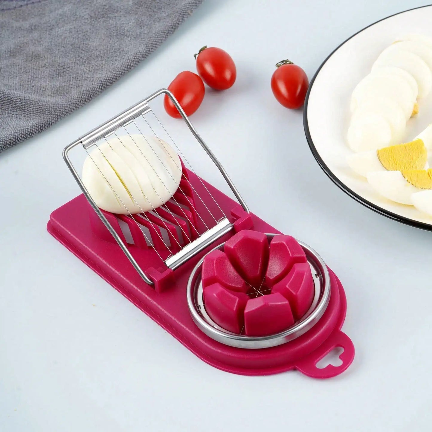 Coupe oeuf rouge oeuf rondelle