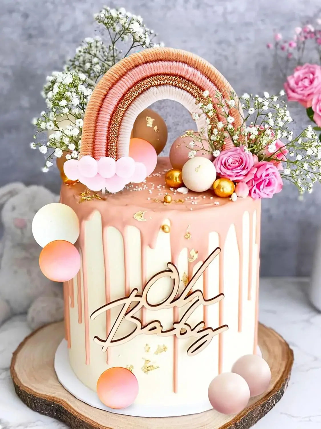 Decoration de gateau oh baby fleur