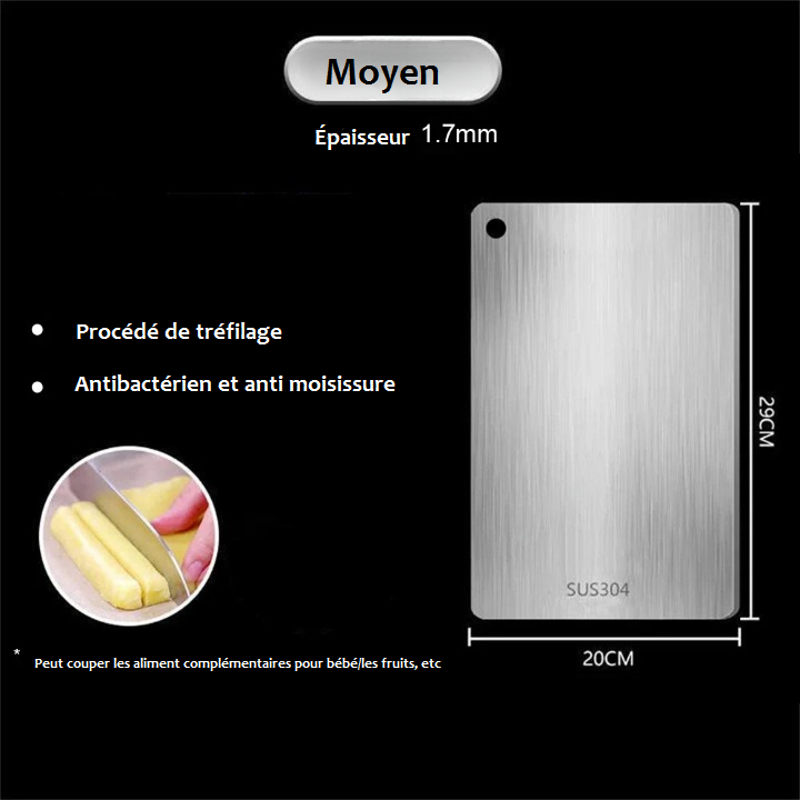 Planche a decouper en acier inoxydable moyen dimension