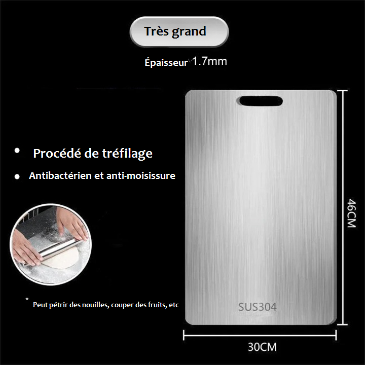 Planche a decouper en acier inoxydable tres grand dimension