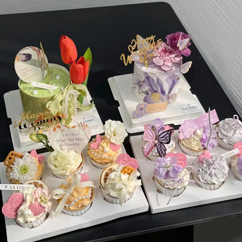 Decoration de gateau rose muffin