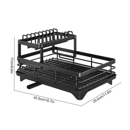 Egouttoir a vaisselle noir double dimension