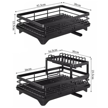 Egouttoir a vaisselle noir simple double dimension