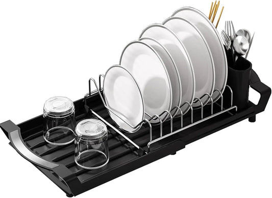 Etendoir a vaisselle noir assiette blanc