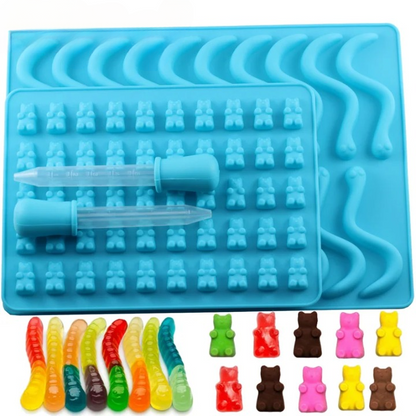 Moules en silicone bleu vers
