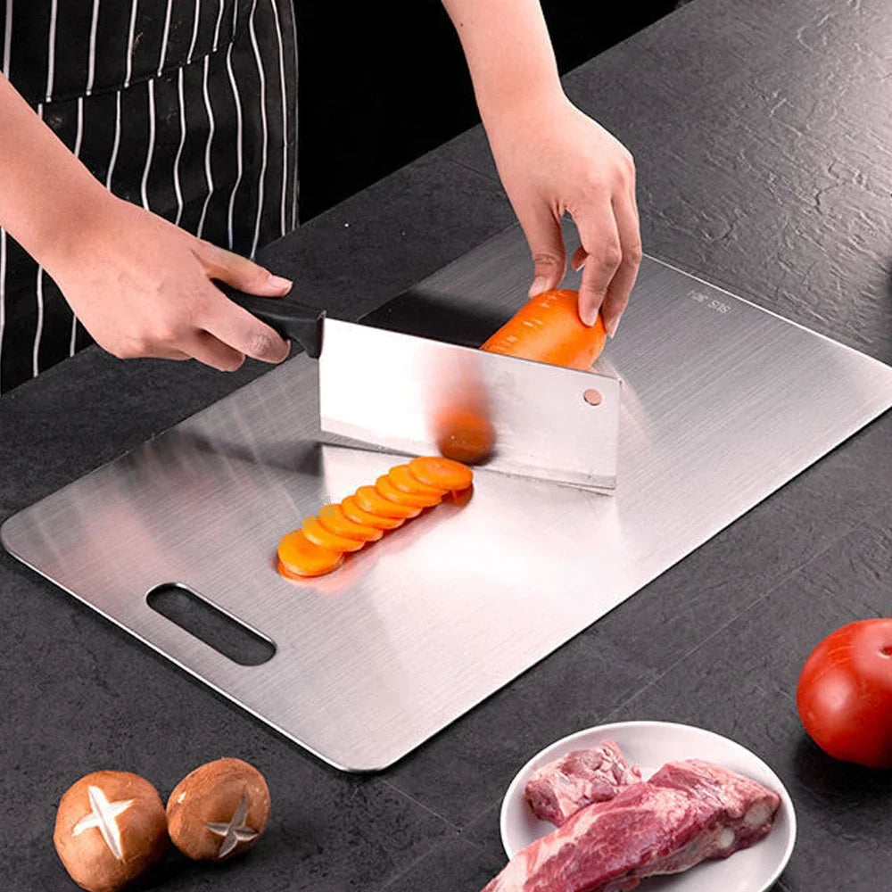 Planche a decouper en acier inoxydable carotte