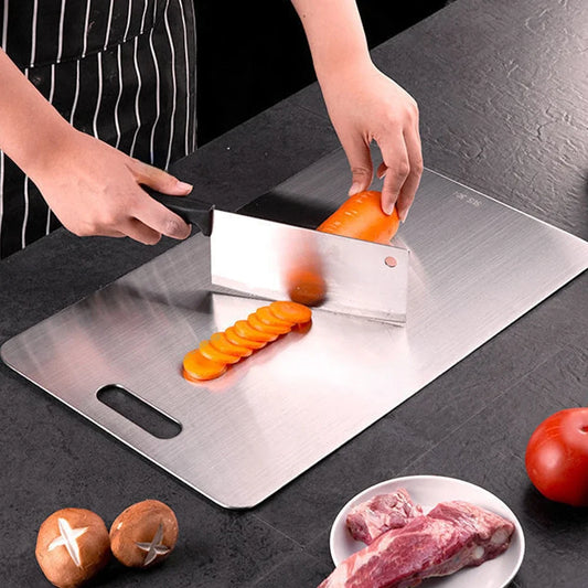 Planche a decouper en acier inoxydable carotte