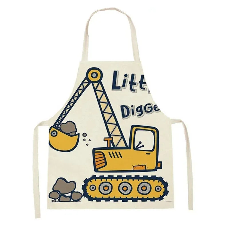 Tablier de cuisine pour enfants pelle mecanique blanc