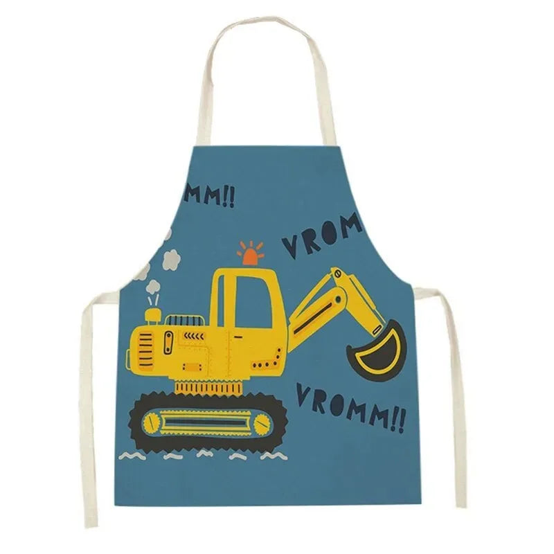 Tablier de cuisine pour enfants pelle mecanique bleu