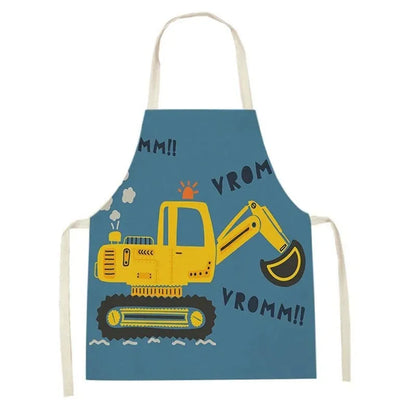 Tablier de cuisine pour enfants pelle mecanique bleu