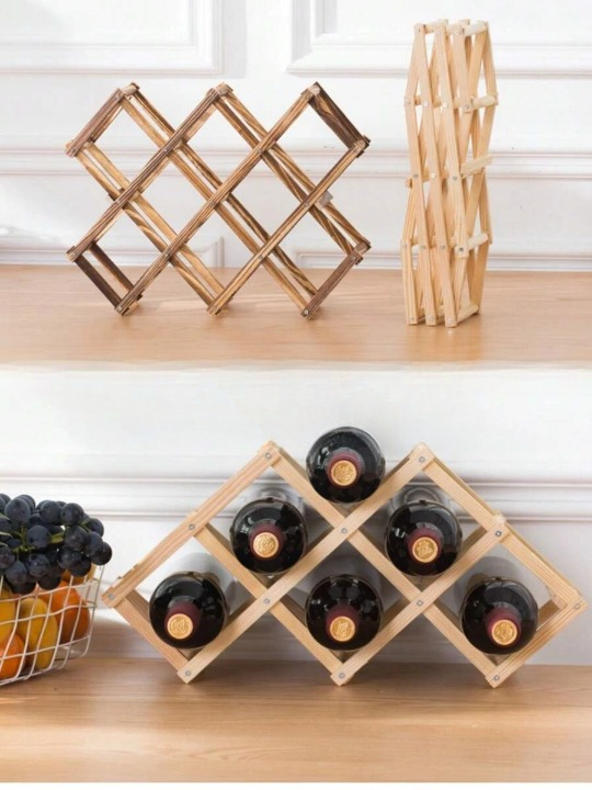 casier a vin bois avec 6 bouteilles et rangement