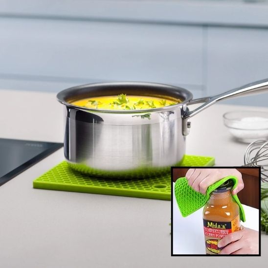 dessous de plat en silicone vert casserole
